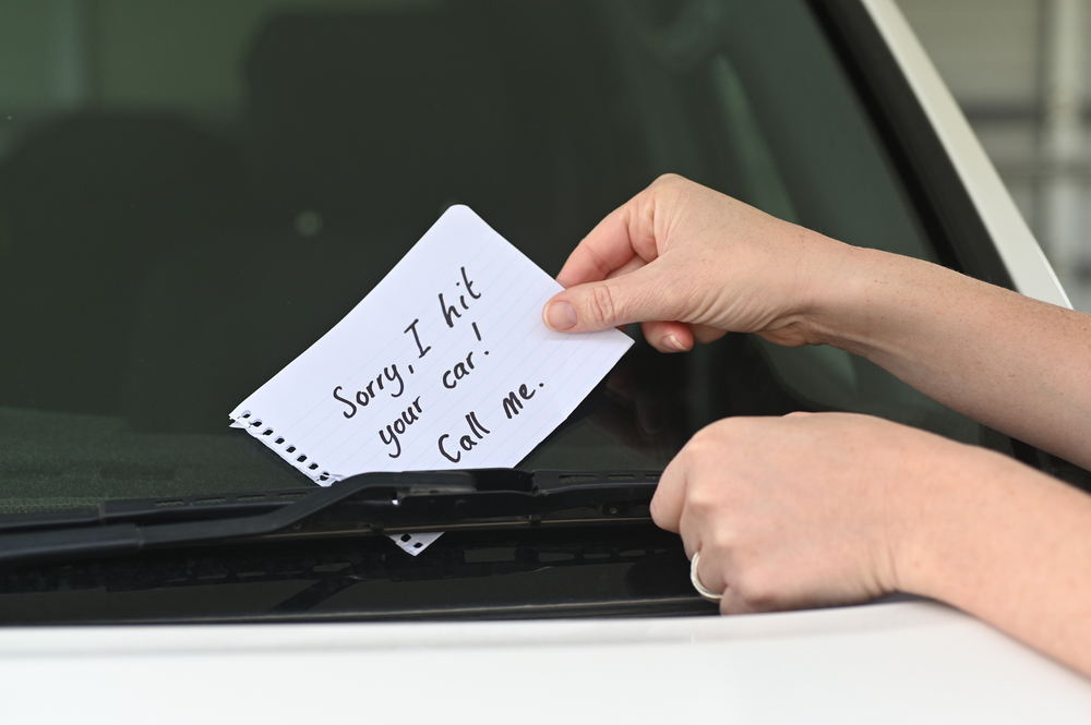 Leave a note after hitting an illegally parked car.